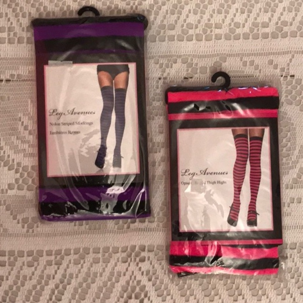 Leg Avenue NWT Striped Sexy Thigh Highs